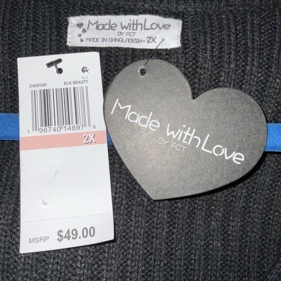 FULL CIRCLE TRENDS Plus Size V-Neck Zip-Up Sweater In Black Beauty Sz 2X NWT - Picture 6 of 9